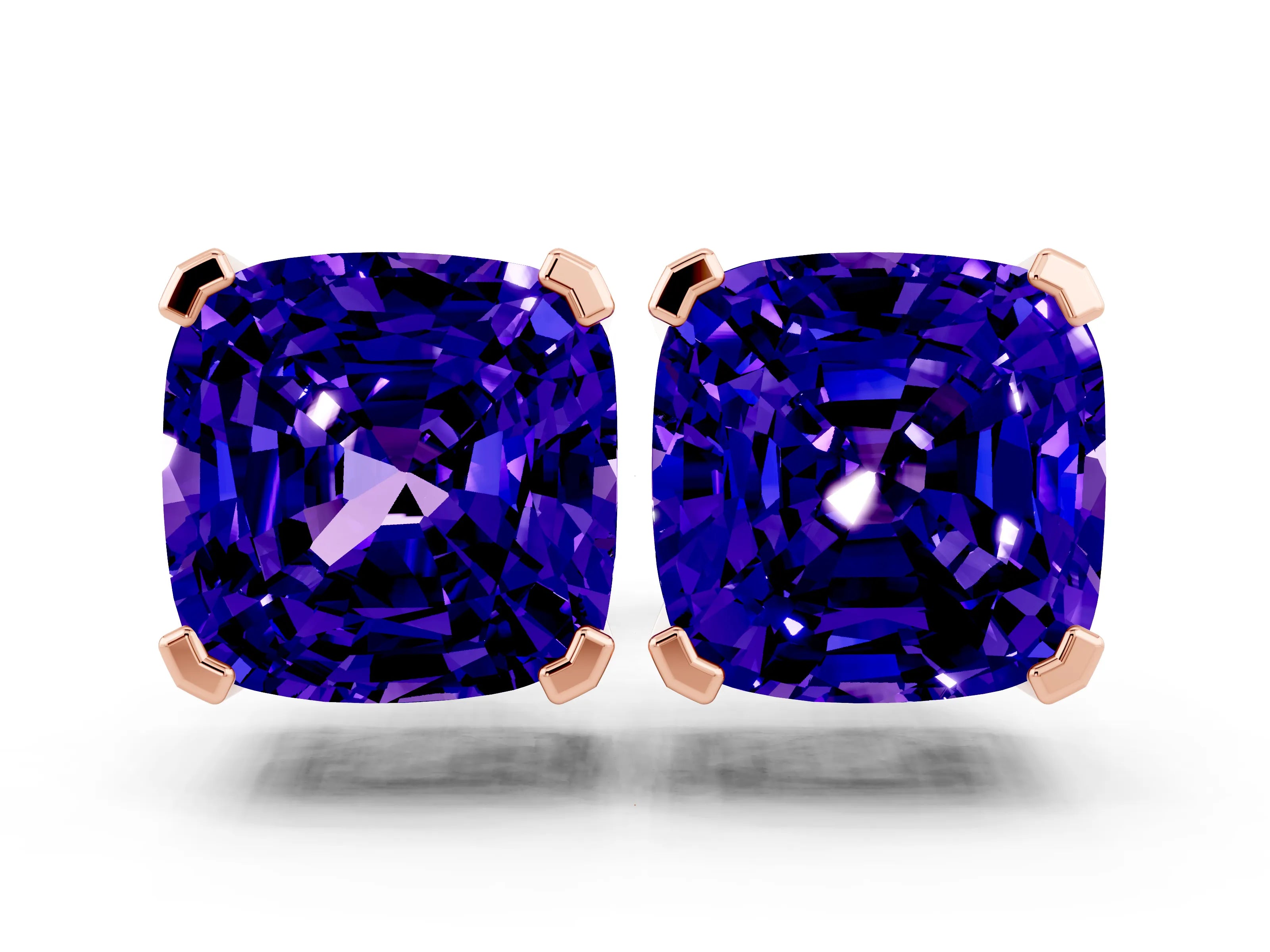 Rose gold Cushion Cut Tanzanite Stud Earrings_30
