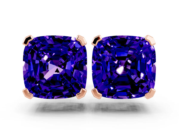 Rose gold Cushion Cut Tanzanite Stud Earrings