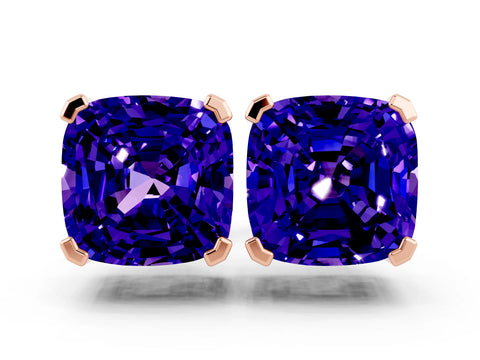 Rose gold Cushion Cut Tanzanite Stud Earrings_30