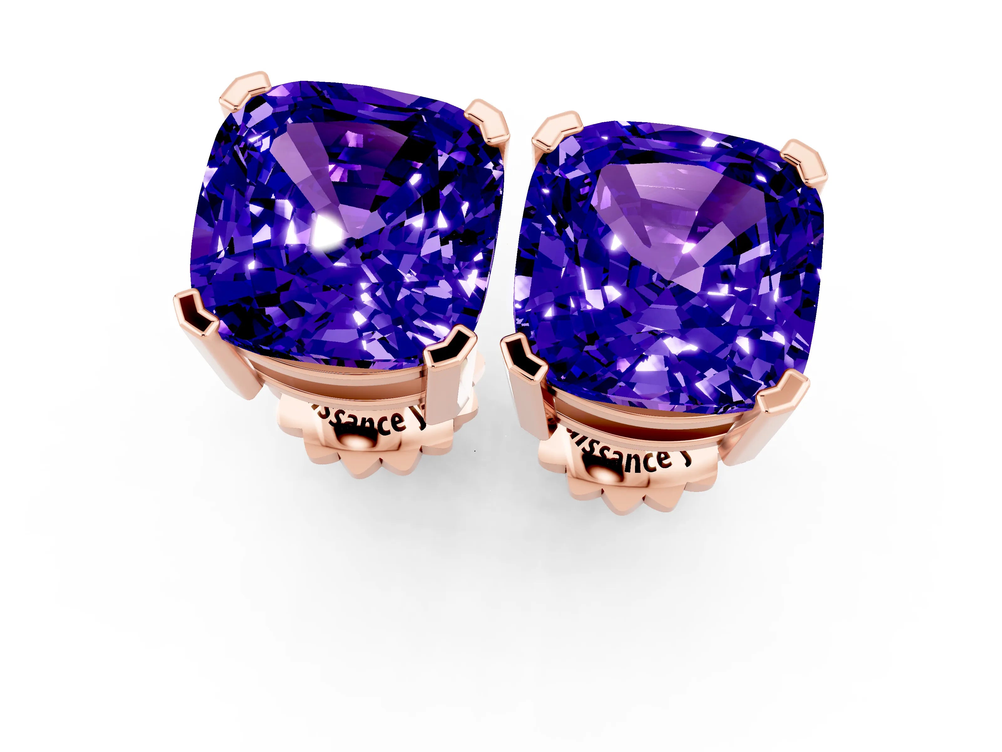 Rose gold Cushion Cut Tanzanite Stud Earrings_31