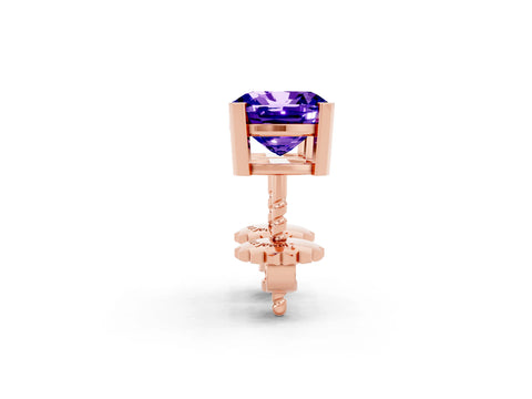 Rose gold Cushion Cut Tanzanite Stud Earrings_32