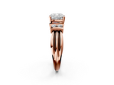 Rose gold Cushion Cut Three-Stone Channel Set Ring with Bar Prongs_90