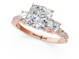 Rose gold Cushion Cut Three-Stone Diamond Pavé Band with Prong Setting_24