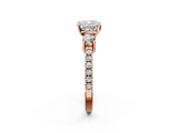 Rose gold Cushion Cut Three-Stone Diamond Pavé Band with Prong Setting_25
