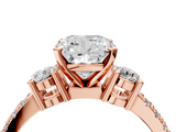 Rose gold Cushion Cut Three-Stone Diamond Pavé Band with Prong Setting_27