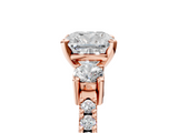 Rose gold Cushion Cut Three-Stone Diamond Pavé Band with Prong Setting_28