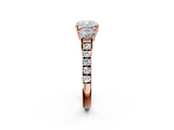 Rose gold Cushion Cut Three-Stone Diamond Pave Band with Prong Setting_82