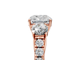 Rose gold Cushion Cut Three-Stone Diamond Pave Band with Prong Setting_85