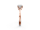 Rose gold Cushion Cut Three-Stone Solitaire Ring with Round Accent Diamonds and Four-Prong Setting_35