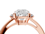 Rose gold Cushion Cut Three-Stone Solitaire Ring with Round Accent Diamonds and Four-Prong Setting_37