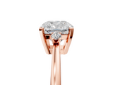 Rose gold Cushion Cut Three-Stone Solitaire Ring with Round Accent Diamonds and Four-Prong Setting_38