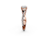 Rose gold Cushion Cut Twist Band Solitaire Diamond Ring with Pavé Setting_17