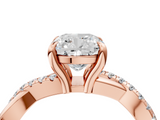 Rose gold Cushion Cut Twist Band Solitaire Diamond Ring with Pavé Setting_19