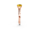 Rose gold Cushion Cut Yellow Sapphire Engagement Ring with Side Stone Accents and Four-Prong Setting_26