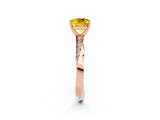 Rose gold Cushion Cut Yellow Sapphire Engagement Ring with Side Stone Accents and Four-Prong Setting_53