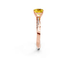 Rose gold Cushion Cut Yellow Sapphire Engagement Ring with Side Stone Accents and Four-Prong Setting_86