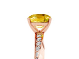 Rose gold Cushion Cut Yellow Sapphire Engagement Ring with Side Stone Accents and Four-Prong Setting_89