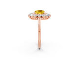 Rose gold Cushion Cut Yellow Sapphire Floral Double Halo Engagement Ring with Prong Setting_14