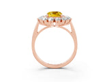 Rose gold Cushion Cut Yellow Sapphire Floral Double Halo Engagement Ring with Prong Setting_15