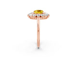 Rose gold Cushion Cut Yellow Sapphire Floral Double Halo Engagement Ring with Prong Setting_50