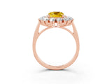 Rose gold Cushion Cut Yellow Sapphire Floral Double Halo Engagement Ring with Prong Setting_51