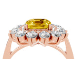 Rose gold Cushion Cut Yellow Sapphire Floral Double Halo Engagement Ring with Prong Setting_52