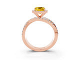 Rose gold Cushion Cut Yellow Sapphire Halo Ring with Round Split Shank and Prong Setting_51