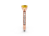 Rose gold Cushion Cut Yellow Sapphire Milgrain Pavé Engagement Ring with Four-Prong Setting_38