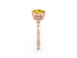 Rose gold Cushion Cut Yellow Sapphire Ring with Side Stones and Four-Prong Setting_62