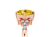 Rose gold Cushion Cut Yellow Sapphire Ring with Side Stones and Four-Prong Setting_65