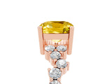 Rose gold Cushion Cut Yellow Sapphire Scattered Round Accent Ring with Prong Setting_29