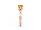 Rose gold Cushion Cut Yellow Sapphire Solitaire Celtic Knot Ring with Four-Prong Setting_26