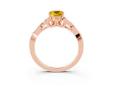 Rose gold Cushion Cut Yellow Sapphire Solitaire Celtic Knot Ring with Four-Prong Setting_27