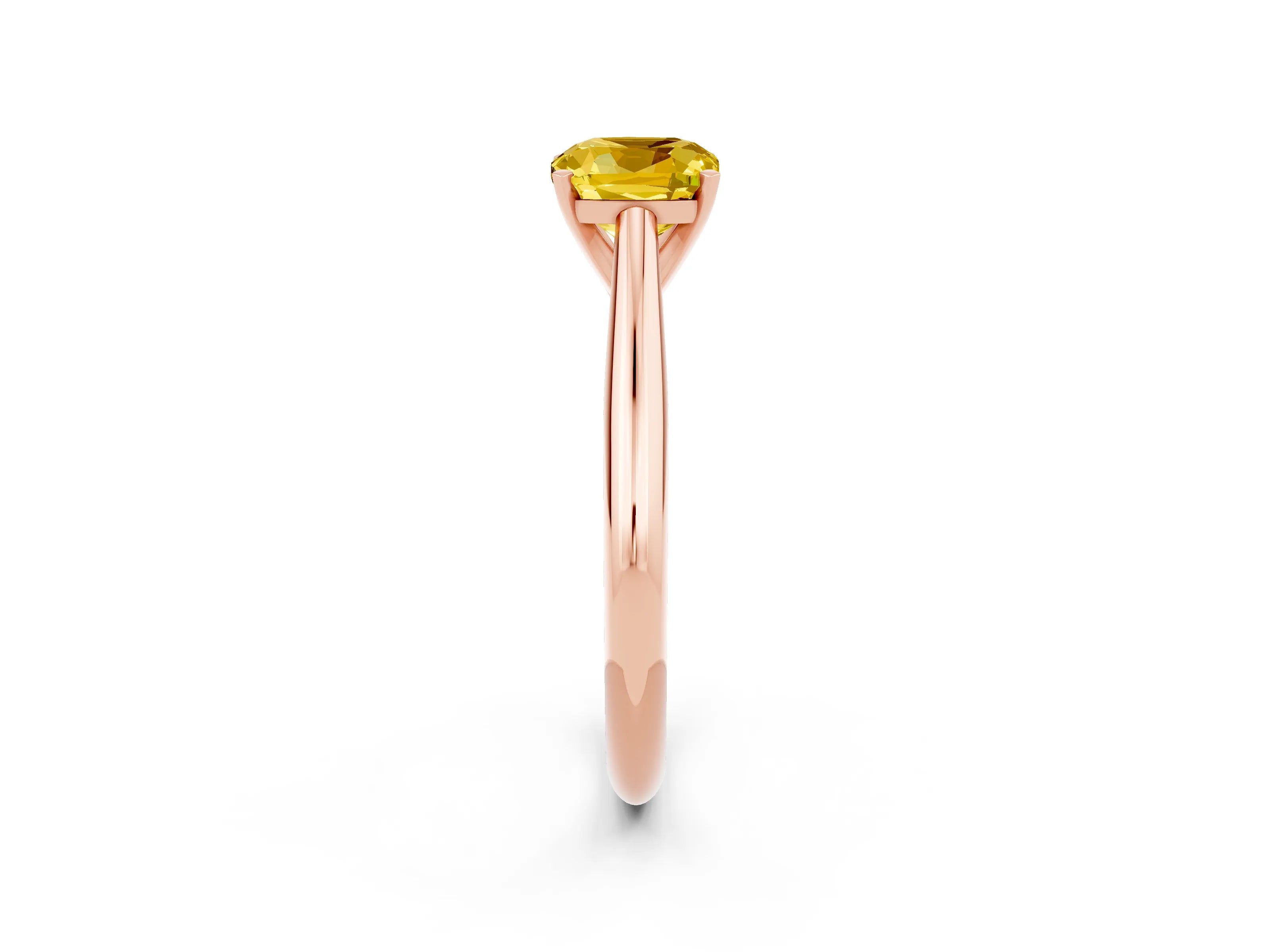 Rose gold Cushion Cut Yellow Sapphire Solitaire Engagement Ring with Cathedral Setting and Four-Prong Mount_14