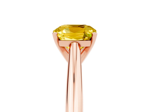 Rose gold Cushion Cut Yellow Sapphire Solitaire Engagement Ring with Cathedral Setting and Four-Prong Mount_17