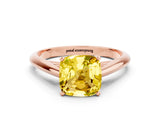Rose gold Cushion Cut Yellow Sapphire Solitaire Engagement Ring with Cathedral Setting and Four-Prong Mount_24