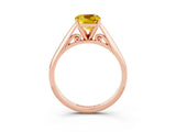 Rose gold Cushion Cut Yellow Sapphire Solitaire Engagement Ring with Cathedral Setting and Four-Prong Mount_27