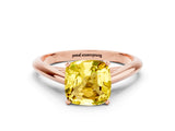 Rose gold Cushion Cut Yellow Sapphire Solitaire Engagement Ring with Cathedral Setting and Four-Prong Mount_66