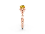 Rose gold Cushion Cut Yellow Sapphire Solitaire Engagement Ring with Celtic Knot Band and Four-Prong Setting_26