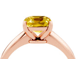 Rose gold Cushion Cut Yellow Sapphire Solitaire Engagement Ring with Classic Band and Four-Prong Setting_28