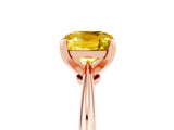 Rose gold Cushion Cut Yellow Sapphire Solitaire Engagement Ring with Classic Band and Four-Prong Setting_29