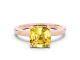 Rose gold Cushion Cut Yellow Sapphire Solitaire Engagement Ring with Classic Band and Four-Prong Setting_60
