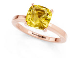 Rose gold Cushion Cut Yellow Sapphire Solitaire Engagement Ring with Classic Band and Four-Prong Setting_61
