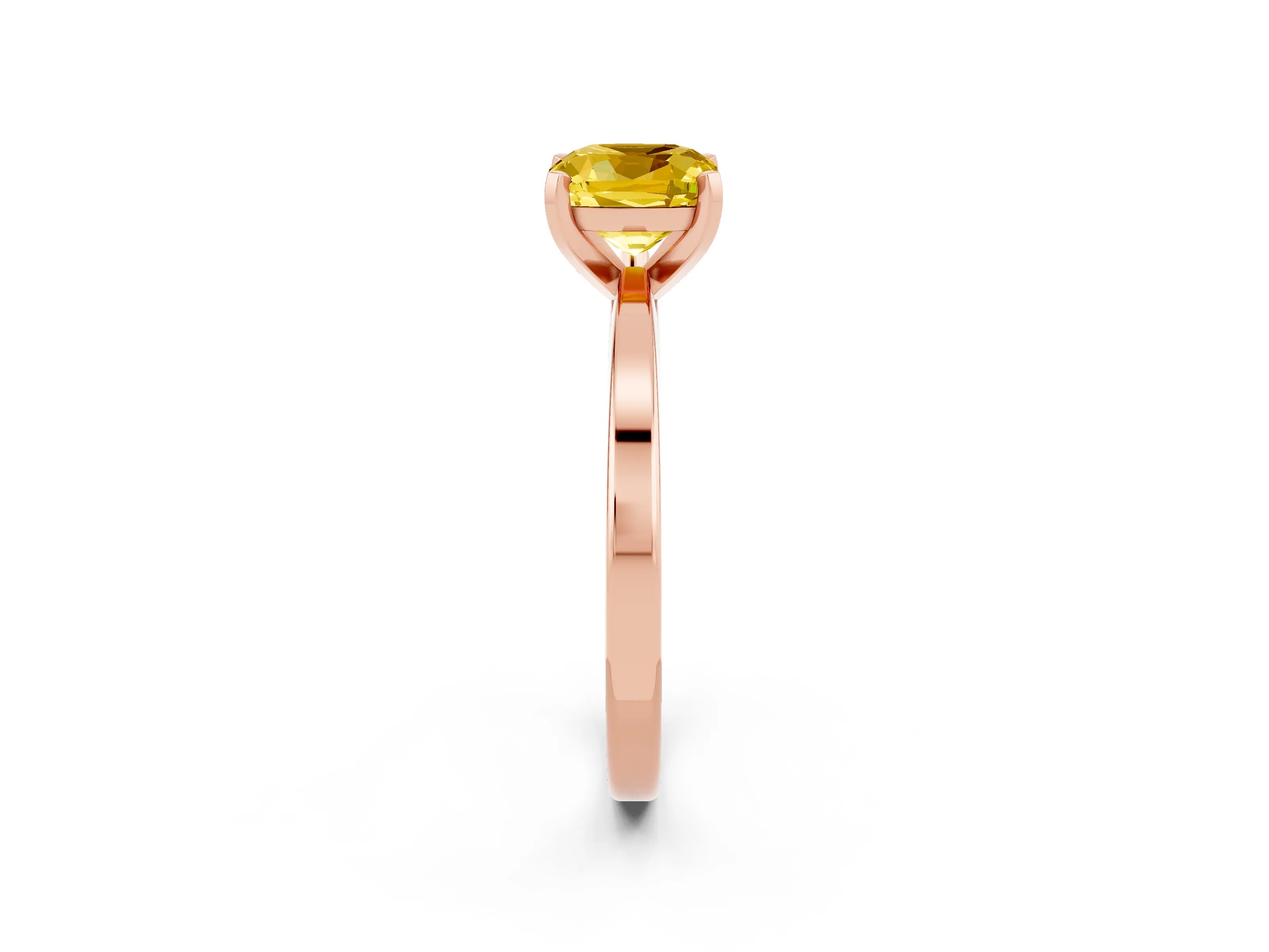 Rose gold Cushion Cut Yellow Sapphire Solitaire Engagement Ring with Classic Band and Four-Prong Setting_62