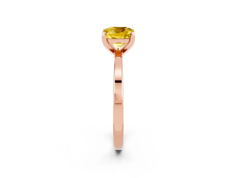 Rose gold Cushion Cut Yellow Sapphire Solitaire Engagement Ring with Classic Band and Four-Prong Setting_62