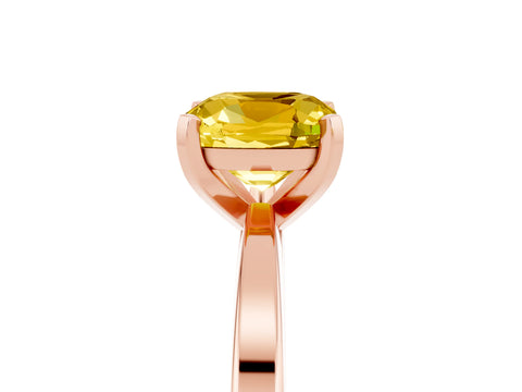Rose gold Cushion Cut Yellow Sapphire Solitaire Engagement Ring with Classic Band and Four-Prong Setting_65