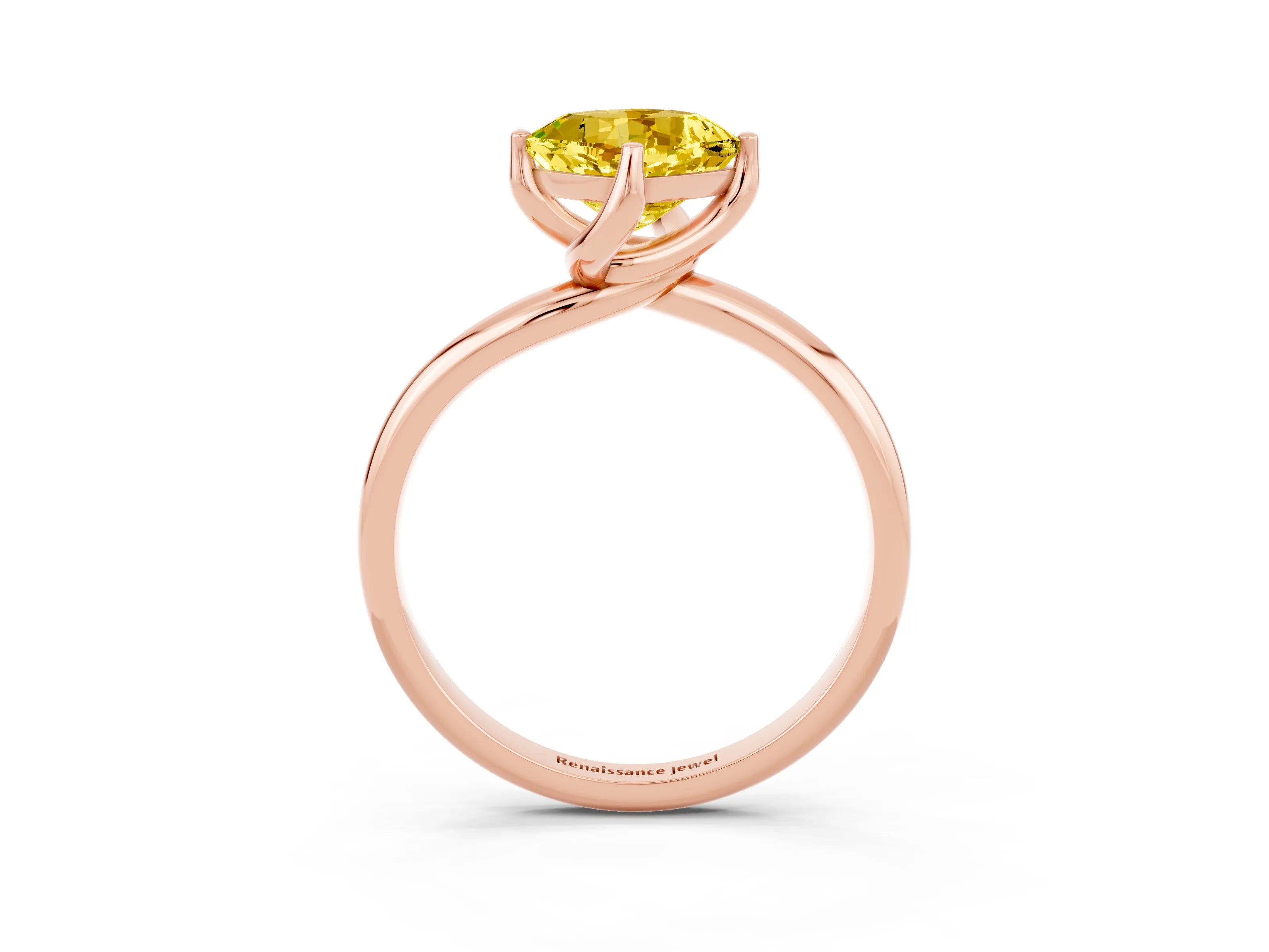 Rose gold Cushion Cut Yellow Sapphire Solitaire Engagement Ring with Four-Prong Setting and Classic Band_15