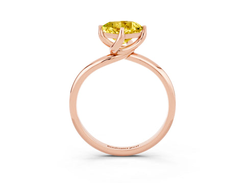 Rose gold Cushion Cut Yellow Sapphire Solitaire Engagement Ring with Four-Prong Setting and Classic Band_15