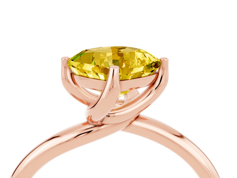 Rose gold Cushion Cut Yellow Sapphire Solitaire Engagement Ring with Four-Prong Setting and Classic Band_16