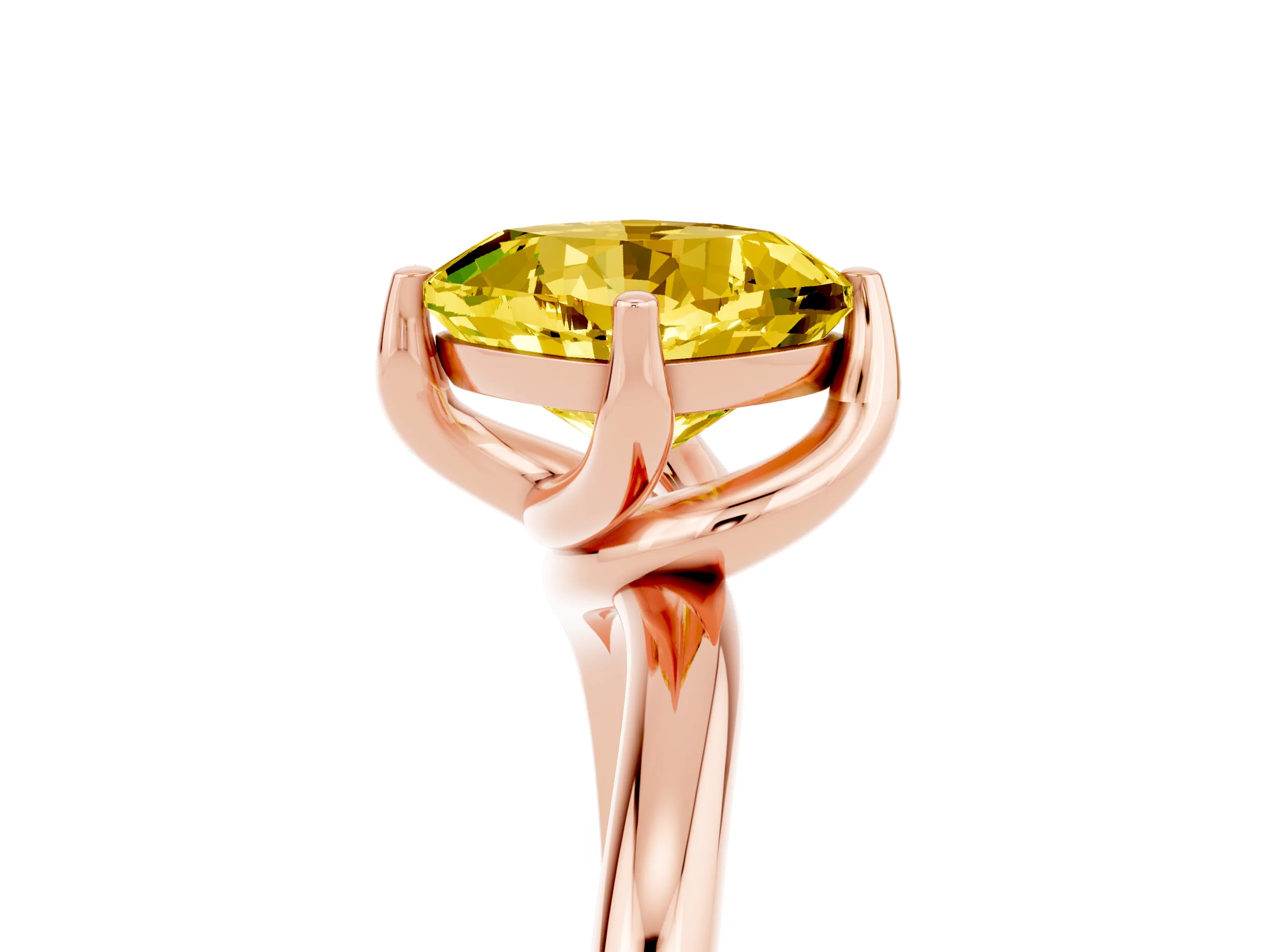 Rose gold Cushion Cut Yellow Sapphire Solitaire Engagement Ring with Four-Prong Setting and Classic Band_17